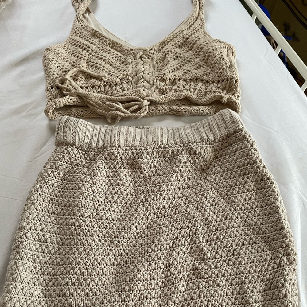 Two piece crochet skirt set